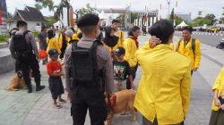 Ciptakan Keamanan Di Sekitar CFD, Personel Ditsamapta Polda Kalteng Gelar Patroli Bersepeda Dan Pengenalan K-9.