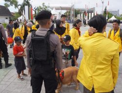 Ciptakan Keamanan Di Sekitar CFD, Personel Ditsamapta Polda Kalteng Gelar Patroli Bersepeda Dan Pengenalan K-9.