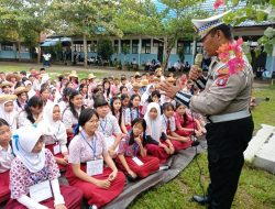 Satlantas Polresta Palangka Raya Sosialisasikan Larangan Knalpot Brong dan Balap Liar di SMPN 9