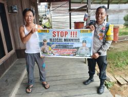 Bhabinkamtibmas Rantau Bangkiang Sosialisasi tentang larangan Ilegal Mining.