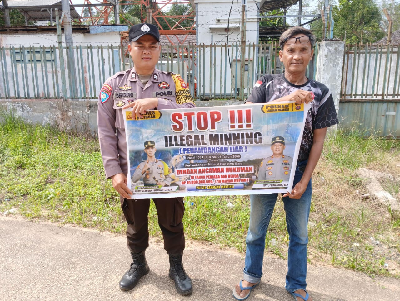 Bhabinkamtibmas Desa Tumbang Baraoi Sosialisasi tentang larangan Illegal Mining.