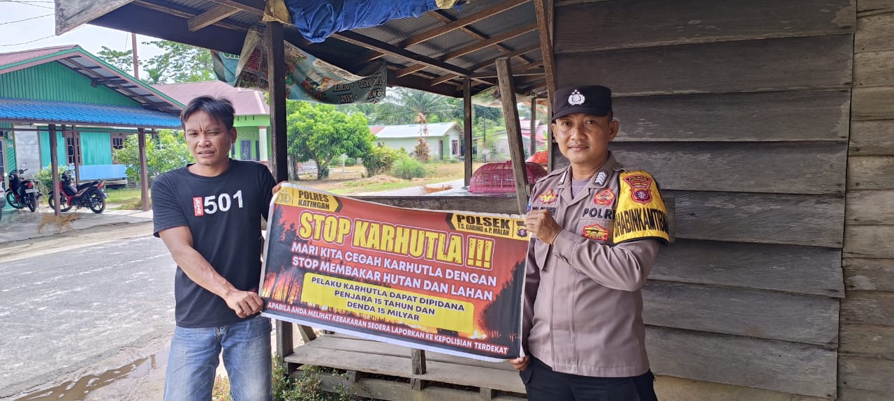 Ciptakan lingkungan sehat Polsek Tws Garing dan Pulau Malan sosialisasi Stop Karhutla.