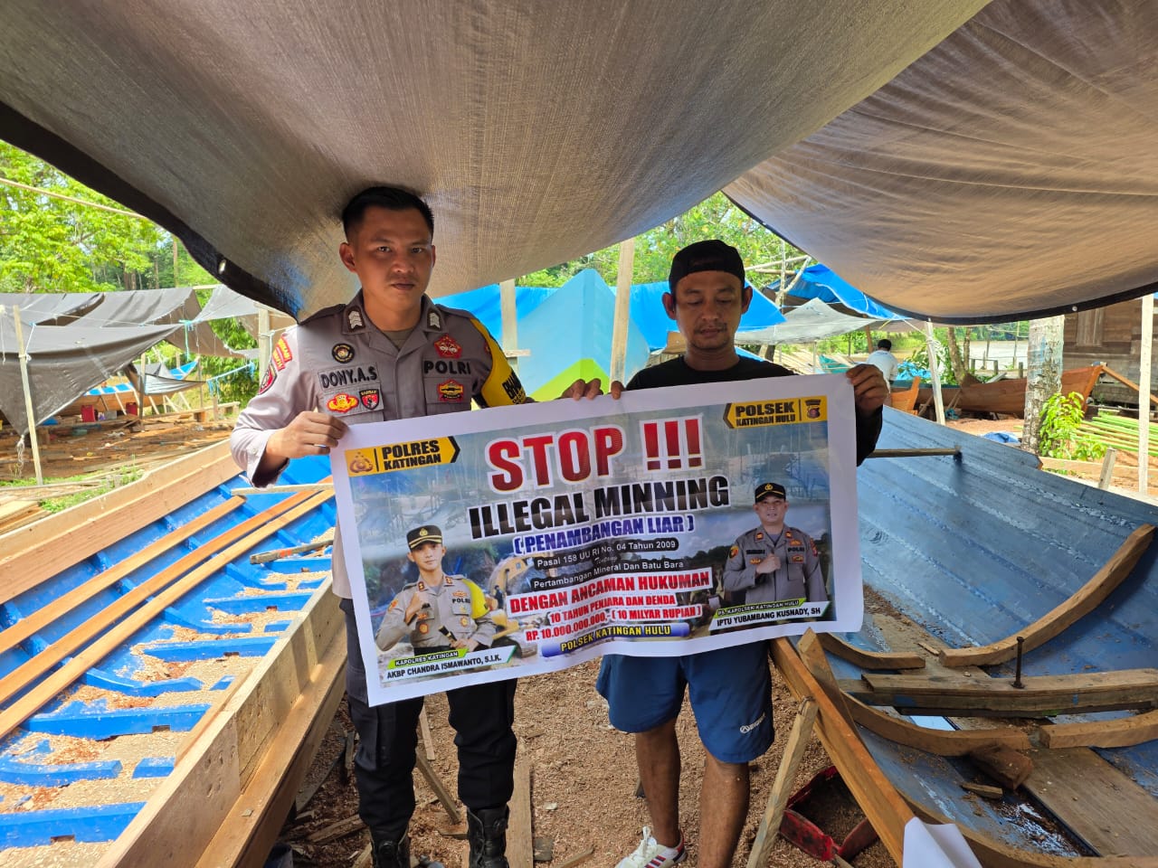 Bhabinkamtibmas Kec. Katingan Hulu dan Bukit Raya Sosialisasi tentang larangan Ilegal Mining.