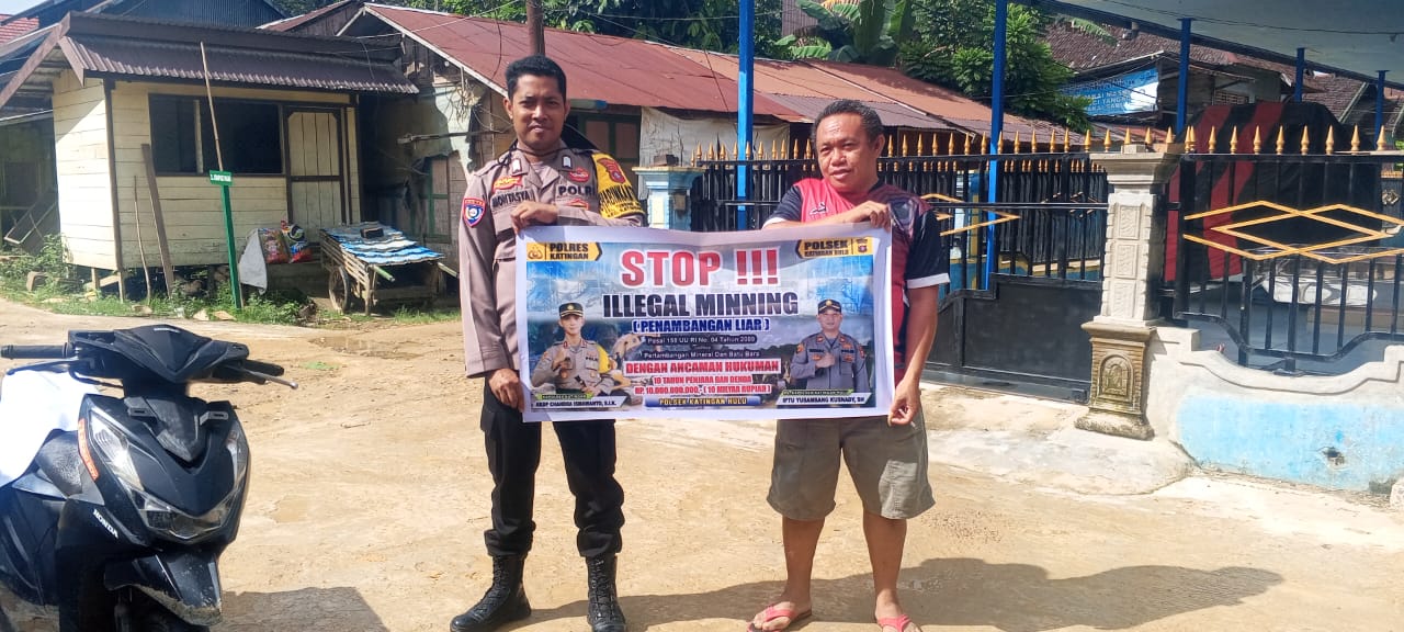 Upaya pencegahan Penambangan Emas Tanpa Ijin (PETI) di Kecamatan Katingan Hulu dan Bukit Raya, Bhabinkamtibmas sosialisasi kepada masyarakat.