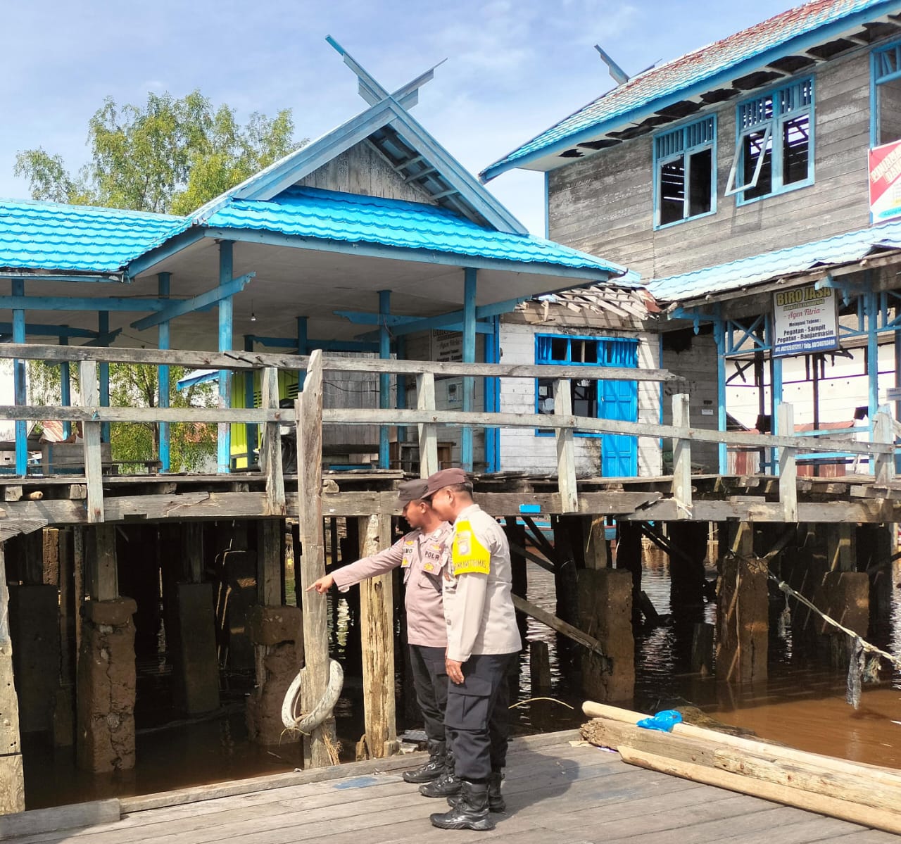 Polsek Katingan Kuala Cek Debit Air untuk Antisipasi Pasang Laut