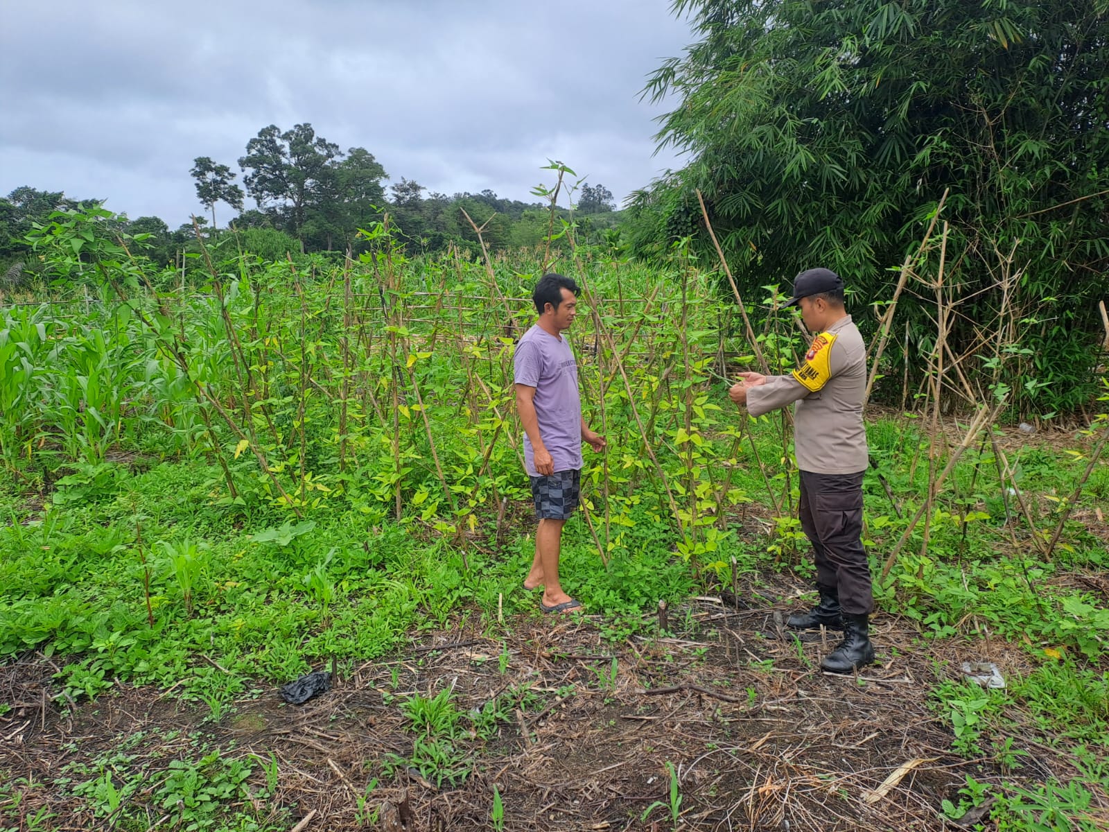 Dalam Rangka Mendukung Program Pemerintah, Bhabinkamtibmas Desa Tumbang Bulan Polsek Mendawai Cek Lokasi Pemanfaatan Lahan Pekarangan Warga
