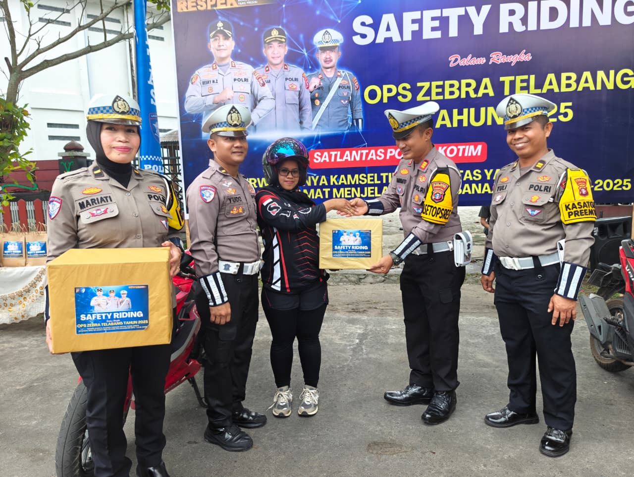Satlantas Polres Kotim Gelar Kampanye Keselamatan serta Safety Riding dalam Rangka Ops Zebra Telabang 2025