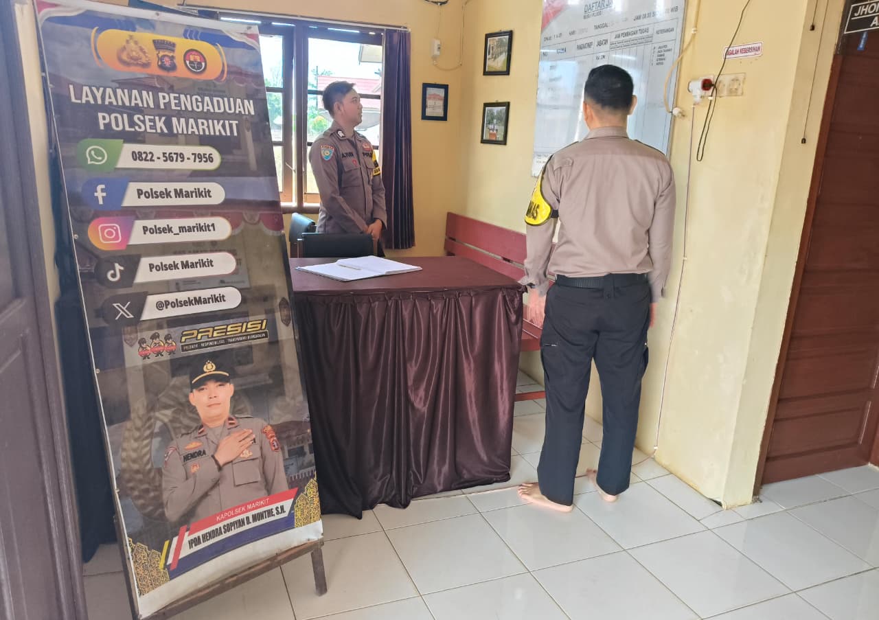 PERSONEL POLSEK MARIKIT LAKSANAKAN PENJAGAAN MAKO DAN PELAYANAN KEPOLISIAN UNTUK MENJAGA KAMTIBMAS TETAP KONDUSIF