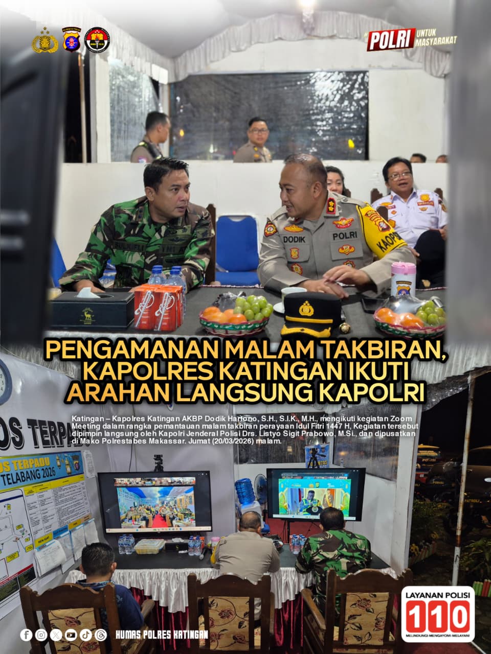 Pengamanan Malam Takbiran, Kapolres Katingan Ikuti Arahan Langsung Kapolri