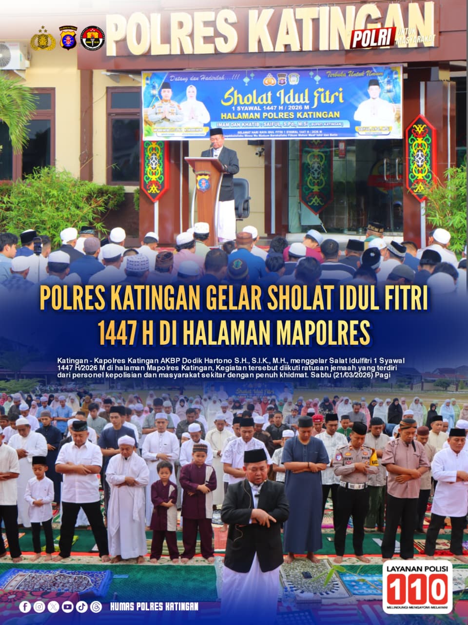 Kapolres Katingan Gelar Salat Idulfitri 1447 H