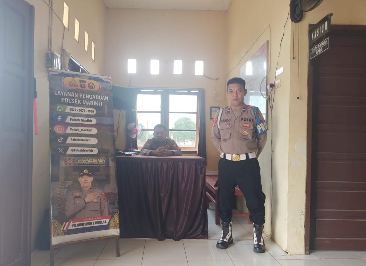 Personil Polsek Marikit Stand By di Mako Penjagaan.