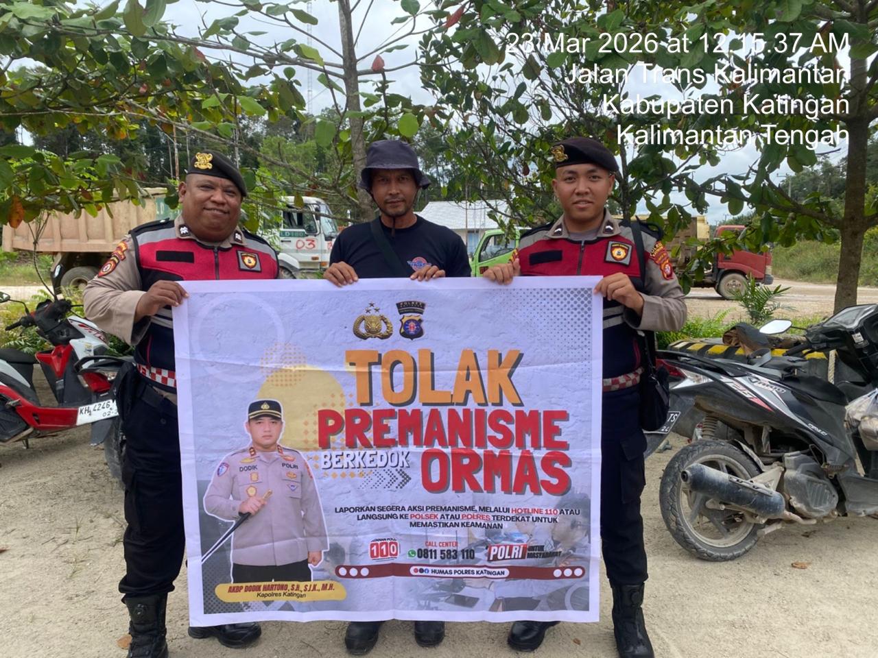 Personel Samapta Polres Katingan Sosialisasikan Penolakan Premanisme kepada Masyarakat.