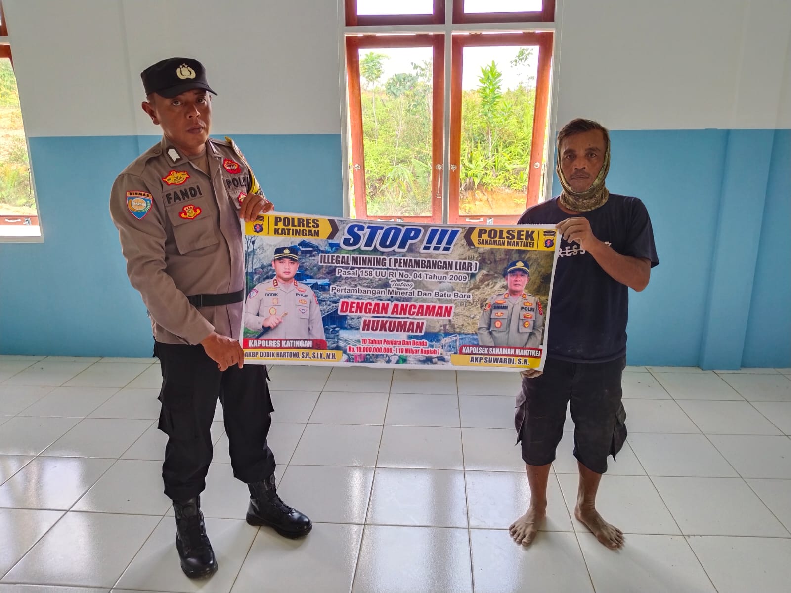 Bhabinkamtibmas Desa Bangkiang Sosialisasi tentang larangan Illegal Mining.