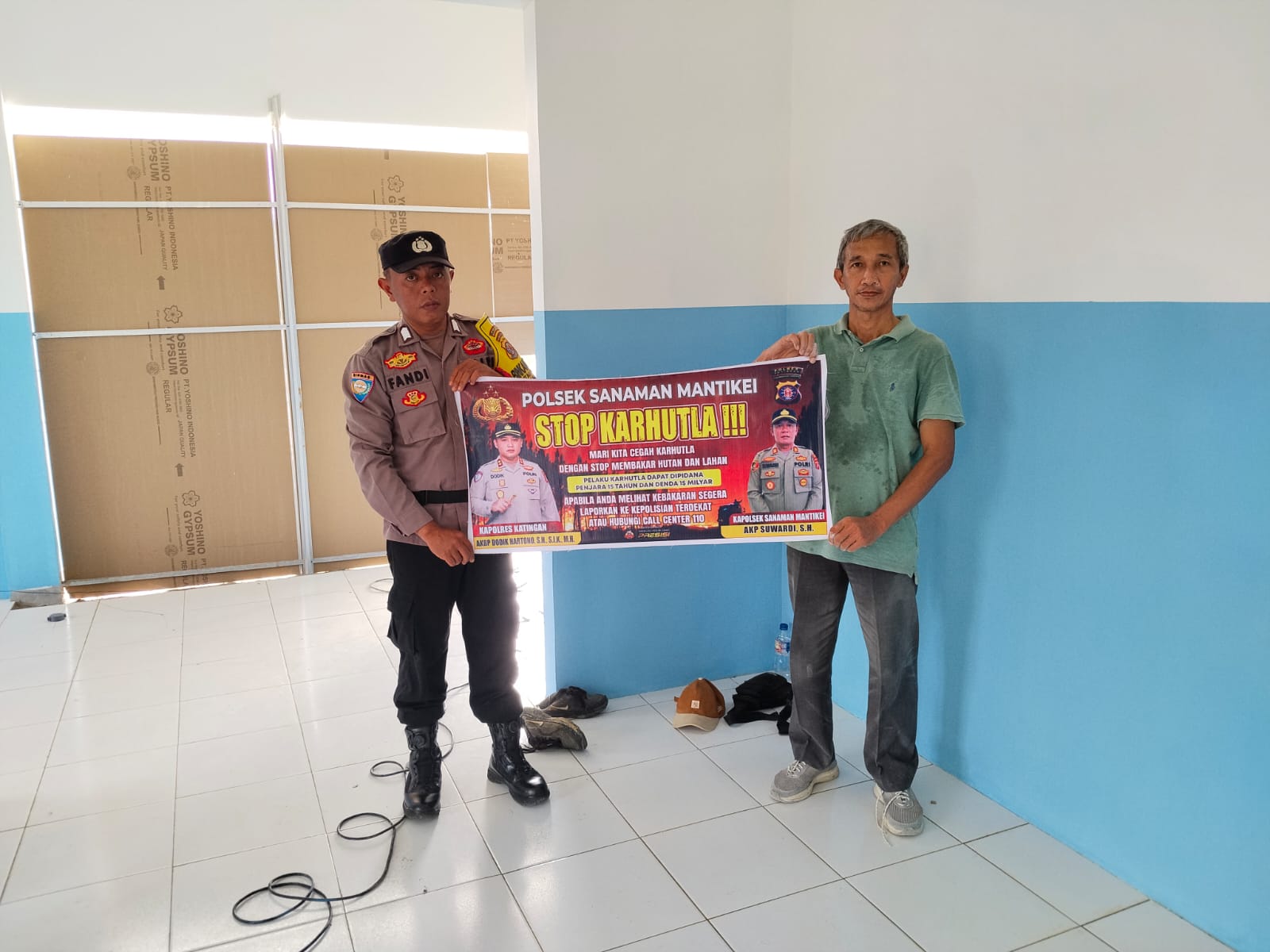 Bhabinkamtibmas Desa Rantau Bangkiang Sosialisasi imbauan tentang Karhutla